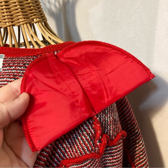 VINTAGE CRYSTAL-KOBE KNIT CARDIGAN SWEATER PLAID GOLD BUTTONS POCKETS SIZE MED - Picture 9 of 10